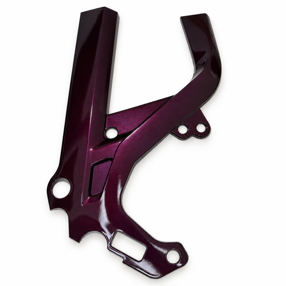 Midnight Plum Surron Light Bee X frame guards with a dark purple metallic finish