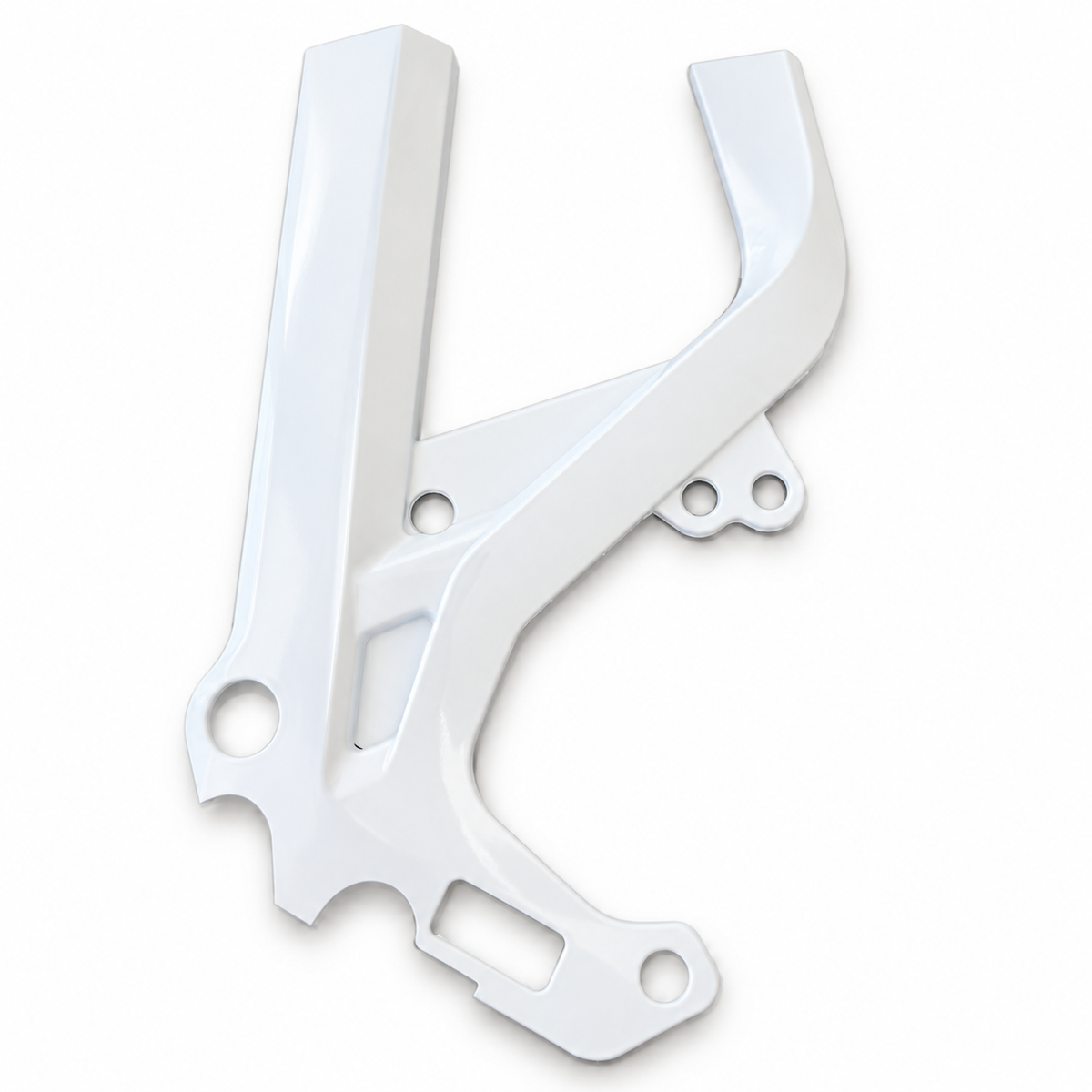 Arctic White Surron Light Bee X frame guards with a glossy white finish