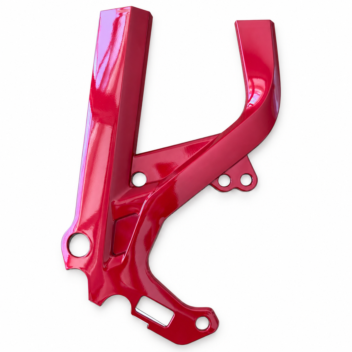 Dark Cherry Surron Light Bee X frame guards with a deep red finish