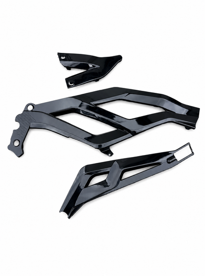 Black molded 79Bike and Ventus frame guards shown from multiple angles