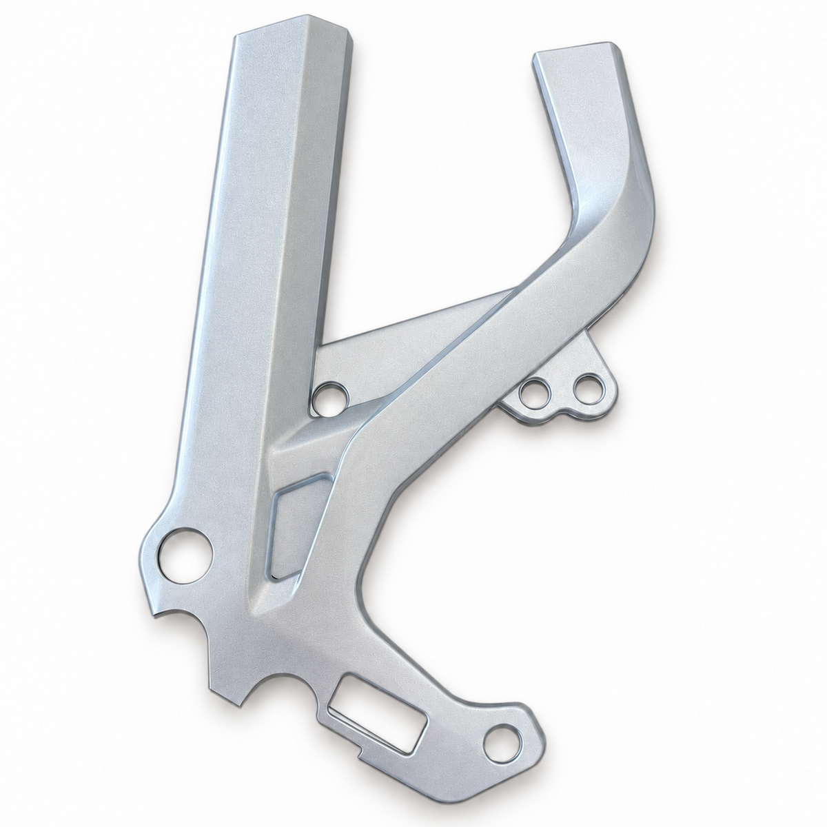 Frost Silver Surron Light Bee X frame guards with a light gray metallic sparkle finish
