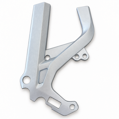 Frost Silver Surron Light Bee X frame guards with a light gray metallic sparkle finish