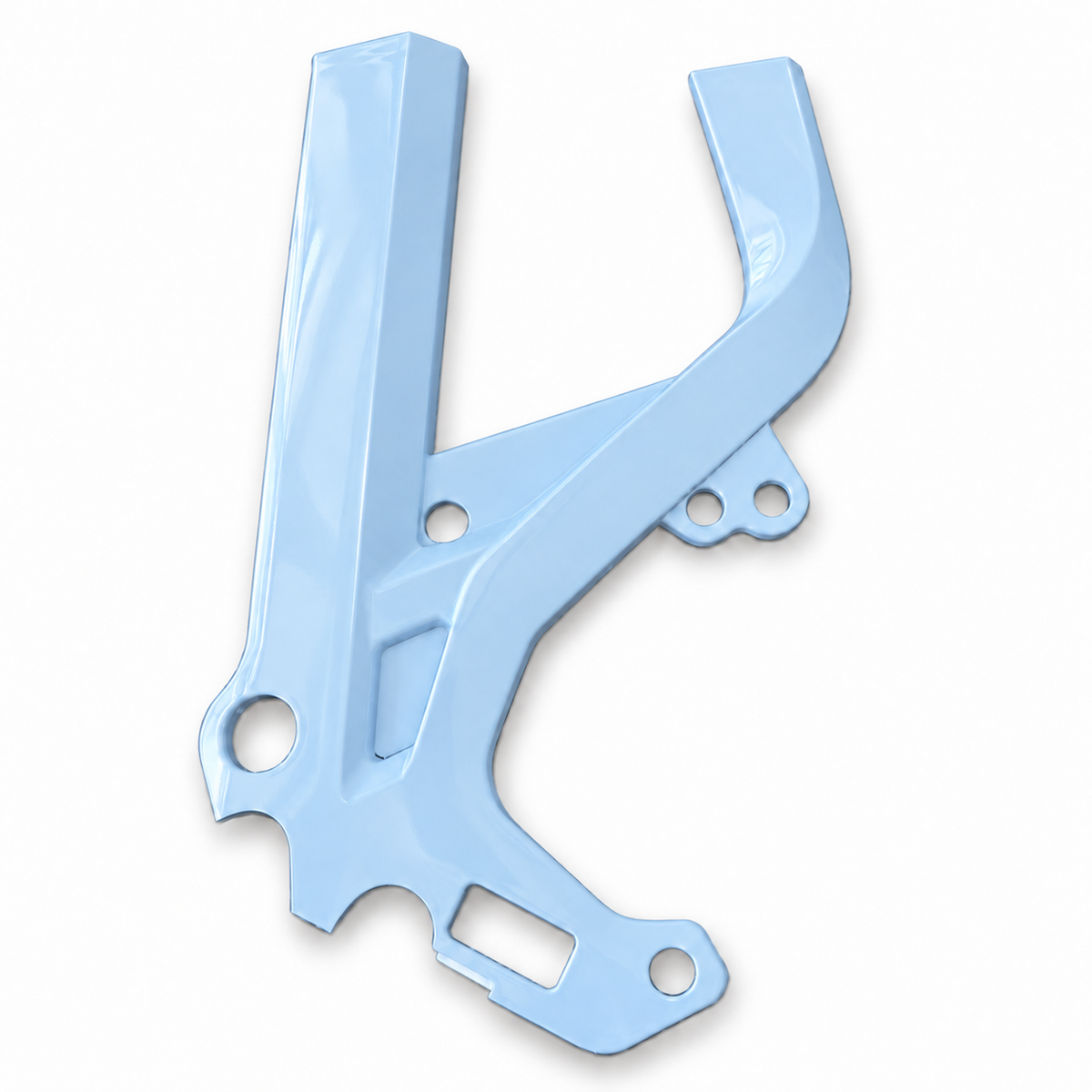 Glacier Blue Surron Light Bee X frame guards with a light blue finish
