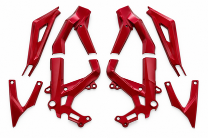 Dark Cherry Light Bee coated frame guards full set on white background