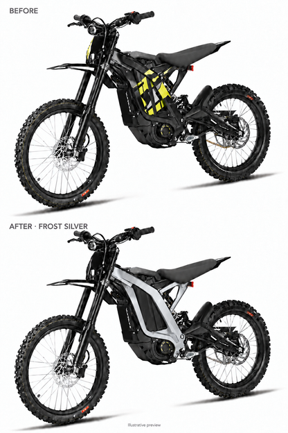 Frost Silver Light Bee coated frame guards before and after comparison — illustrative preview