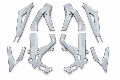 Frost Silver Light Bee coated frame guards full set on white background