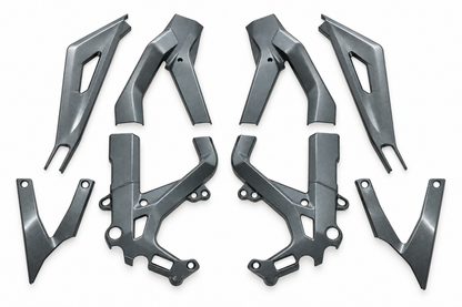 Gunmetal Gray Light Bee coated frame guards full set on white background