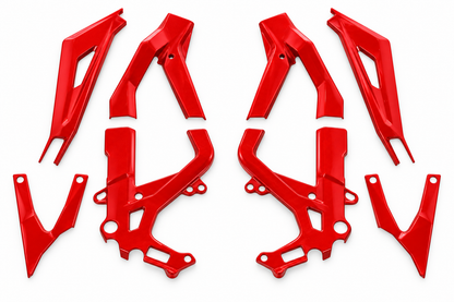 Inferno Red Light Bee coated frame guards full set on white background