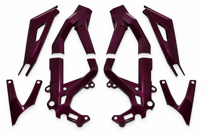 Midnight Plum Light Bee coated frame guards full set on white background