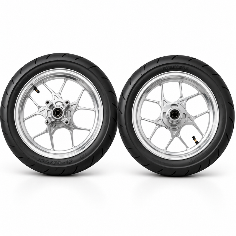Tuttio / Yozma / Heybike / Razor | Supermoto Wheel Kit | 12-Inch Chrome