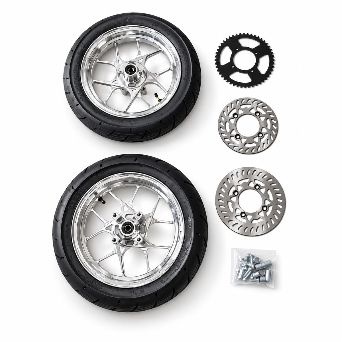 Tuttio / Yozma / Heybike / Razor | Supermoto Wheel Kit | 12-Inch Chrome